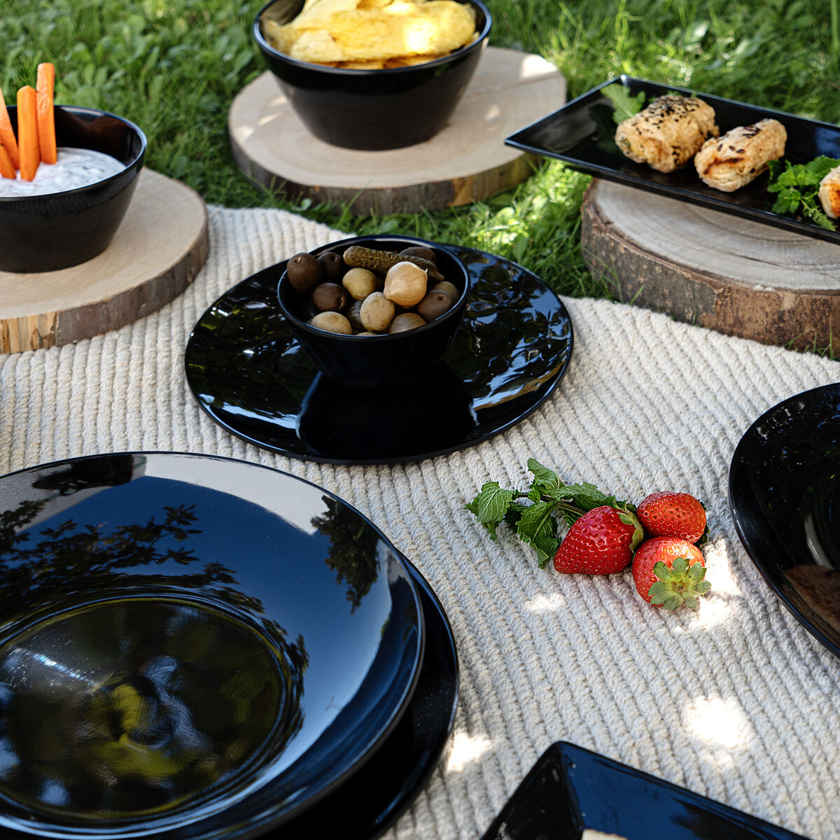 Piatto Fondo Quid Select Basic Nero Melammina 23 cm (24 Unità)